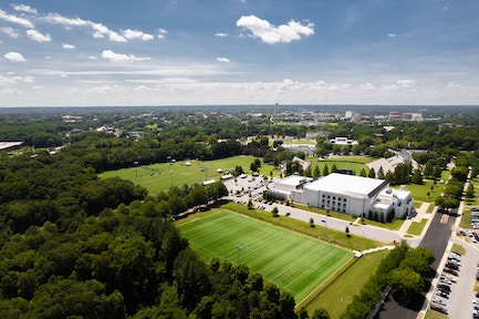 overhead shot of college campus usa