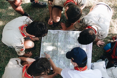 eagle scouts looking at map